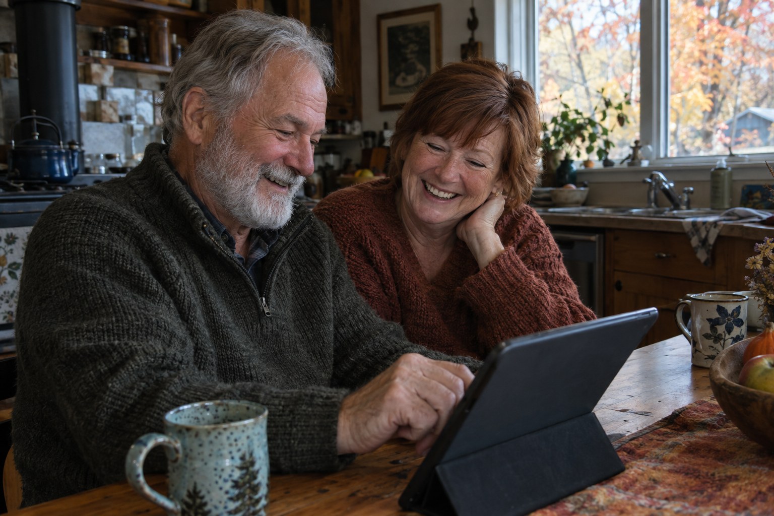 A Canadian couple at home
