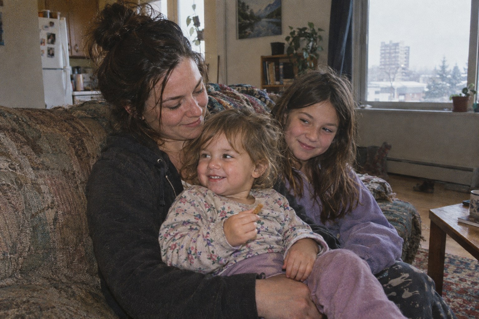 A Canadian parent and kids at home
